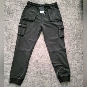 Mens Black Cargo Jogger Pants